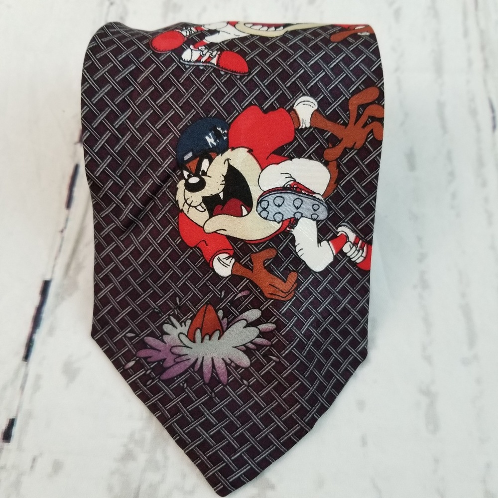 Football Toons Tie Dusty Purple Tasmanian Devil